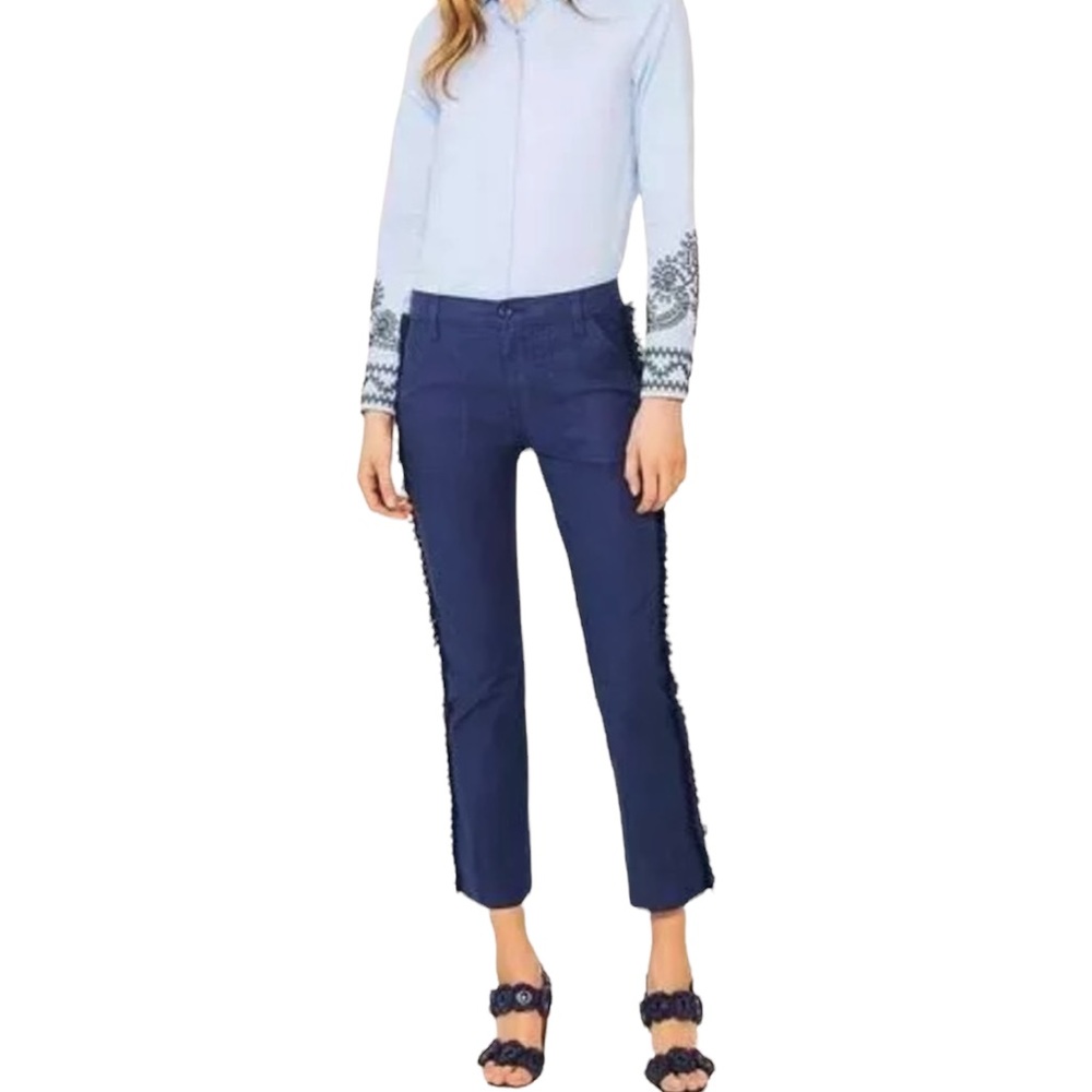 Tory Burch Fringe Cropped Chino Pants